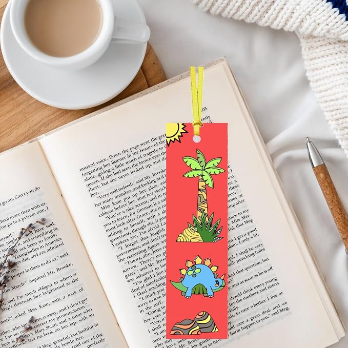 75PCS Color Your Own Bookmarks DIY Coloring Blank Bookmark for Kids Classroom Art Craft Supplies for Children Teachers Students Birthday Gift Party Reward Goodie Fillers (Dinosaur)