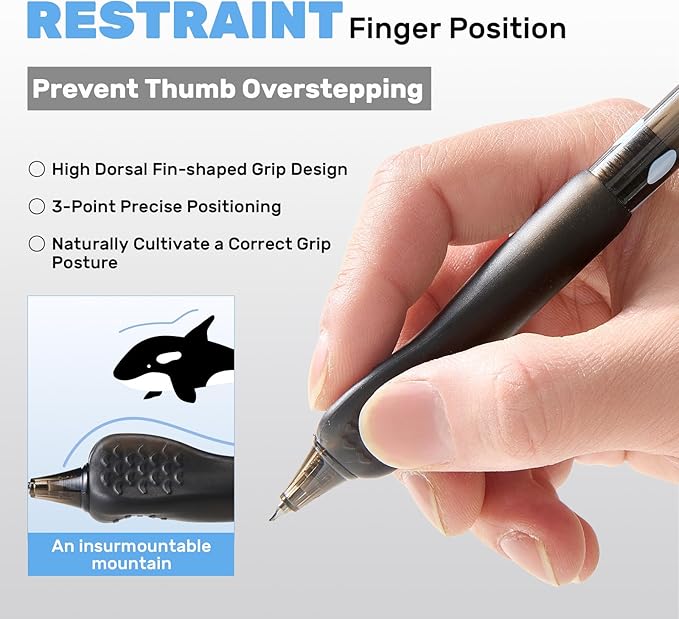 0.7mm Fine Point Gel Pens with Ergonomic Grip - Smooth Writing Black Ink, Retractable Click Pen, 5 Pens + 6 Refills Pack, Great Gift for Office, School, Nurses & Adults