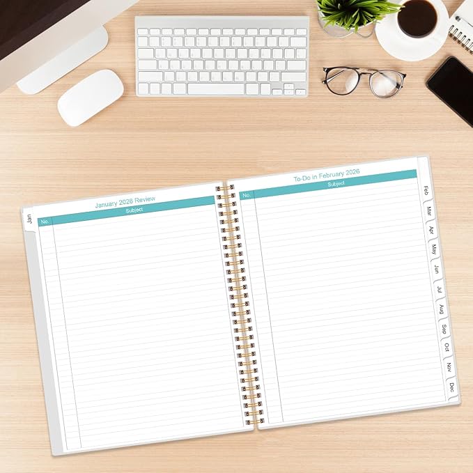 2026-2027 Monthly Planner - 18 Monthly Calendar, January 2026 - June 2027, Two Pages Per Month, 9" x11" Planner with Tabs, Strong Twin-Wire Binding, Inner Pocket, Teal Floral