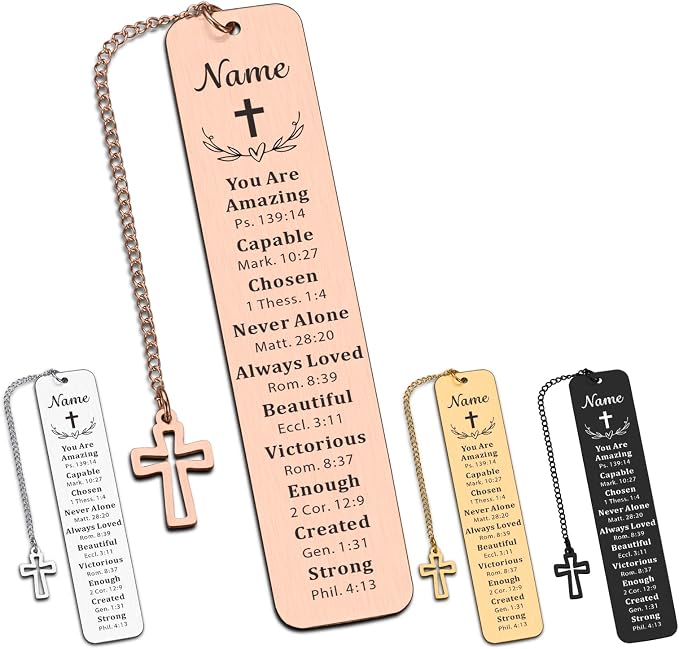 Personalized Bible Bookmarks - Custom Name/Text, Inspirational Christian Easter Gifts for Women & Men, Class of 2026 Graduation Gifts, Book Lovers Easter Basket Stuffers, Religious Bookmarks for Women