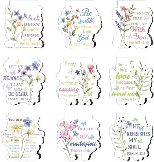 Bible Verse Magnetic Bookmark - 9Pcs Christian Inspirational Quotes Bookmarks for Book Lovers Scripture Religious Motivational Book Marker Prayer Magnets Page Clips for Women Men Reading Gift