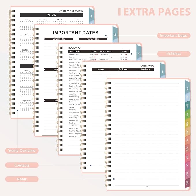 2026 Planner, 8.5" x 11" Weekly and Monthly Large Calendar Planner, Letter Size, Jan - Dec 2026, Hardcover Daily Agenda and Organizers for School Essentials & Office Supplies