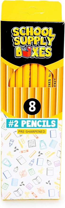 School Supply Boxes | 8 ct. Wooden Pencil Pack | 1 Pack | Pre-Sharpened No. 2 Wooden Pencils | 8 Total Pencils