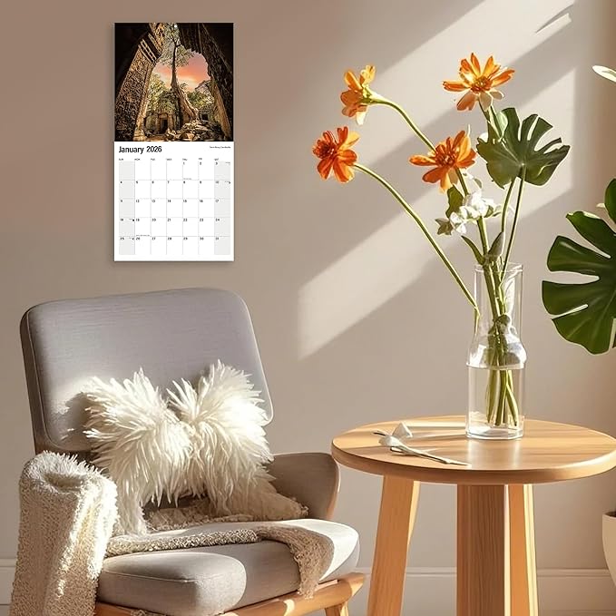 Wall Calendar 2025-2026 Planner Calendar - Exotic Destination Hangable Monthly Wall Calendar with Large Blocks for Organizing & Planning, Academic Schedule, Home, Office & family, Thick & Sturdy Paper (12"x24" Open)