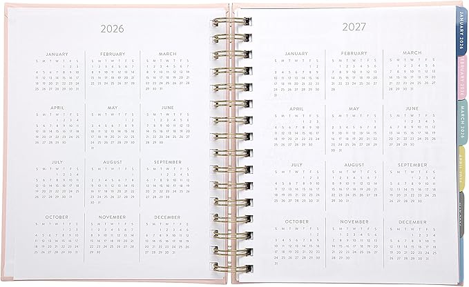 WORLD TRAVELER 2026 Planner Weekly and Monthly - 7'' x 8.75'' Hard Cover January December Spiral Daily Planner 2026 To Do List, Size 7X8.75, Pink This Year