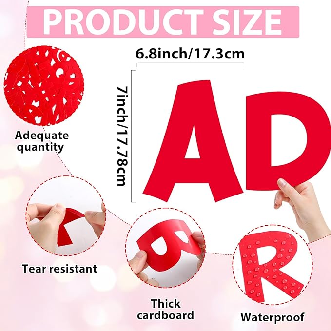 270Pcs 3In Bulletin Board Paper Letters and Numbers, Capital Letters, Numbers, Punctuation Card Stock Punch Out Letter for Classroom Poster Bulletin Board Window Door Home Decor Mailbox Sign, Red