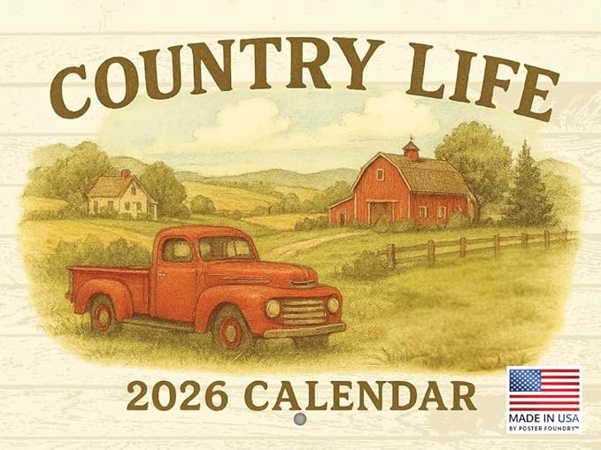 Country Life Calendar 2026 Monthly Wall Calender 12 Month | American Made In The USA