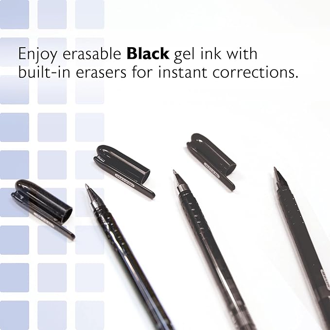 BAZIC PRODUCTS Frizz Erasable Gel Pens, 0.7mm Medium Point, Black Ink, Smooth Writing & Drawing Planner, 2 Per Pack, 144-Pack