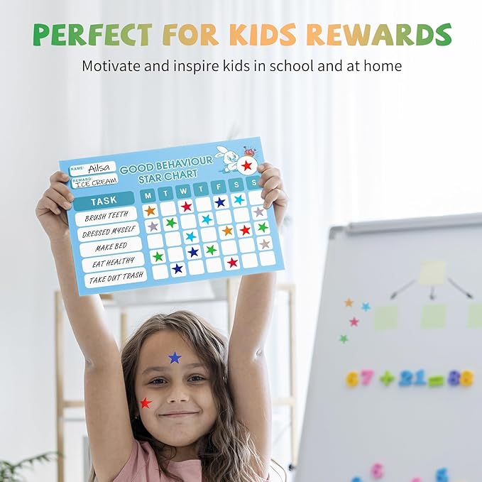 ONEDONE Star Stickers for Kids Reward - 10 Colors Small Star Stickers 2400 PCS Reward Sticker for Kids Behavior Chart School Classroom Teacher Supplies 0.6" Teacher Sticker