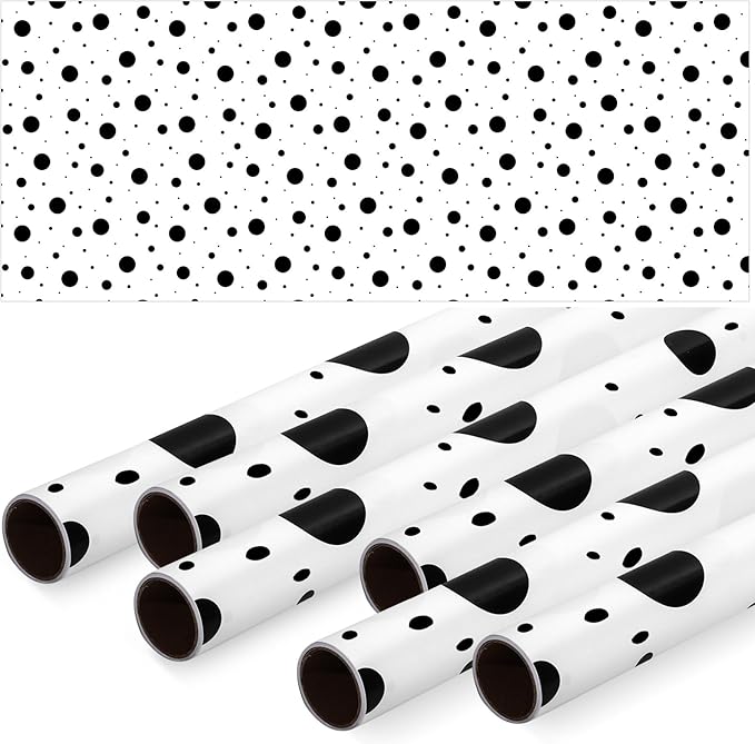 Skyygemm 6 Rolls Classroom Bulletin Board Paper Roll Polka Dot 4 x 12 ft Fade Resistant Colored Background Paper Bulk for Art Decor Drawing Craft(Vivid White)