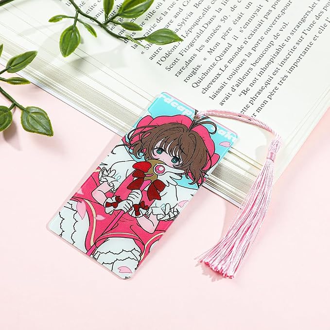 Anime Magic Cards Captor Sakura Bookmarks Set - Sweet Cartoon Cute Book Marks for Reading Women Men Anime Fans, Book Accessories Collection Decor Hangings Gifts (Acrylic Style 9)