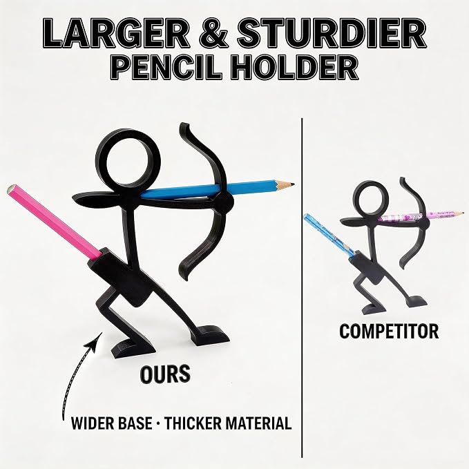 3D Printed Humanoid Pose Pencil Holder, Creative Pencil Stand Desk Organizer, Fun Cute Office Decor for Home School (Sniper)
