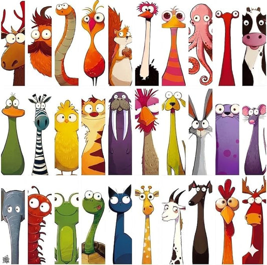 Funny Animal Bookmarks 30PCS Cute Bookmarks Creative Cartoon Page Holders, Unique Gifts for Book Lovers, Students, Readers,Teacher