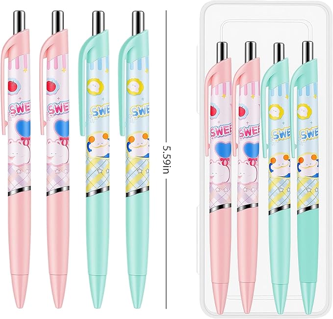 4Pcs Pink Cute Cat Mechanical Pencils 0.5mm Green Mechanical Pencil Kawaii Cartoon Cat Mechanical Pencil School Pencil Cat Gifts for Women Man