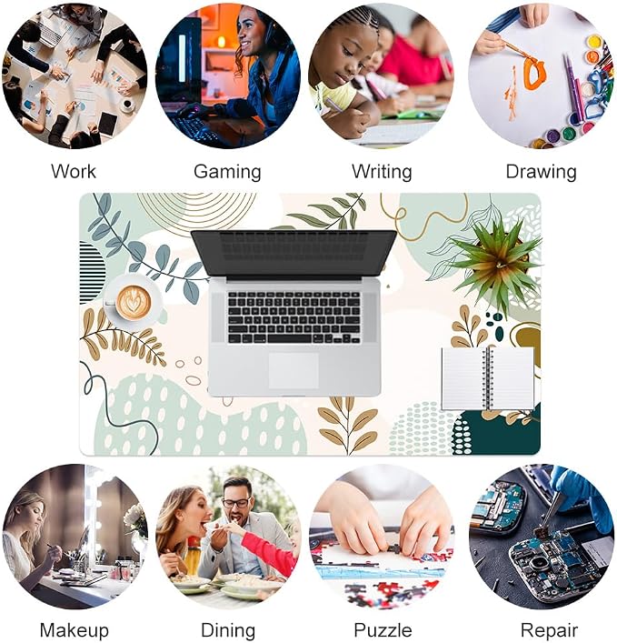 Colorful Star Minimalist Large Mouse Pad, Abstract Botanical Waterproof Desk Mat, Boho Computer Gaming Mouse Pad, XL Full Desk Mousepad Non Slip Writing Pad for School Office Home 23.6" x 13.8"