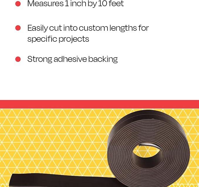 School Smart Adhesive Backed Magnetic Rubber Strip, 1 in X 10 ft