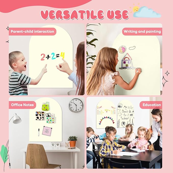 Magnetic Wall Decal for Kids,32x40 Inch Arched Magnetic Chalkboard for Wall,Suitable for Home Decoration Wallpaper and Children's Game Room (Yellow, 16x24 Inch)