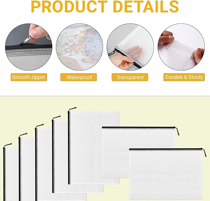 Mesh Zipper Pouch Bags, A4 Letter Size, 24 Pack Waterproof Document Mesh Bags, Zipper Bags for Organizing Office School Supplies, Toys, Cosmetics Travel Storage(Black 13.5×9.5 Inch)
