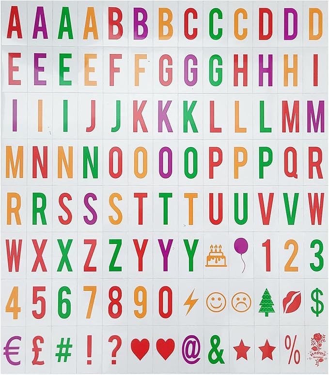 Extra Letters Number Symbols 104Pcs Colorful Compatible A4 Cinematic Message Letterbox NXTC Plastic Cinema Sign