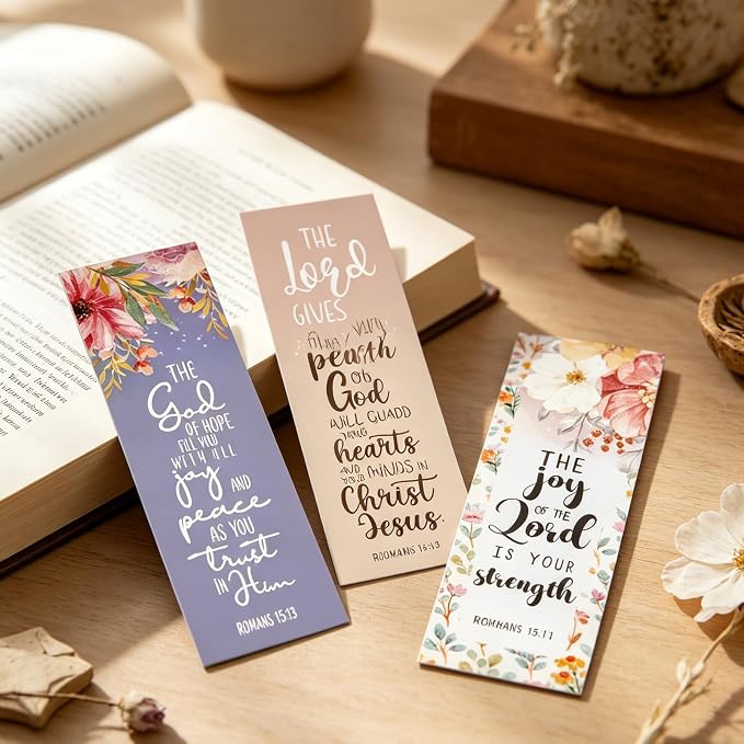 Bible Verse Bookmarks Gifts - 120 Pcs Christian Flower Bookmark Paper Scripture Religious Book Marks Page Clip Inspirational Gift for Women Men Church Book Lovers Reading Bookish Supplies