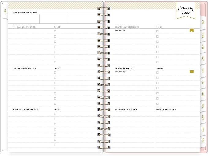 Blue Sky Day Designer 2027 Weekly and Monthly Planner Calendar, January 2027 - December 2027, 5" x 8", Clear Pocket Cover, Durable Twin Wire Binding, Storage Pocket, Includes Stickers, Coming Up Roses