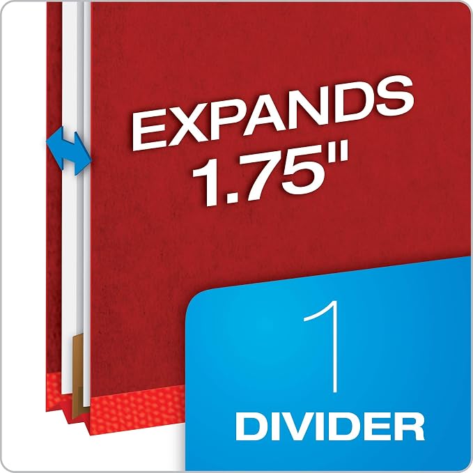 Pendaflex® Classification Folders, Standard, 1 Divider, Embedded Fasteners, 2/5 Cut Tab, Bright Red, Letter, 10/BX (23731) (Pack of 2)