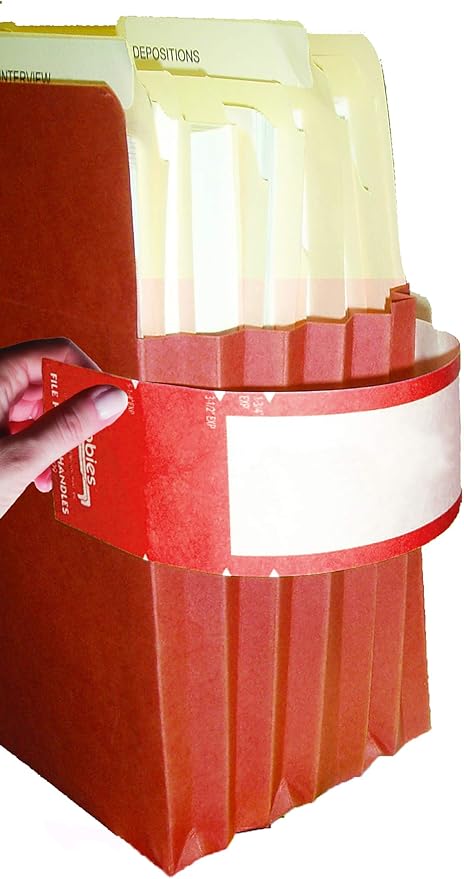 Tabbies File Pocket Handles, 9.63 X 2, Red/White, 4/Sheet, 12 Sheets/Pack
