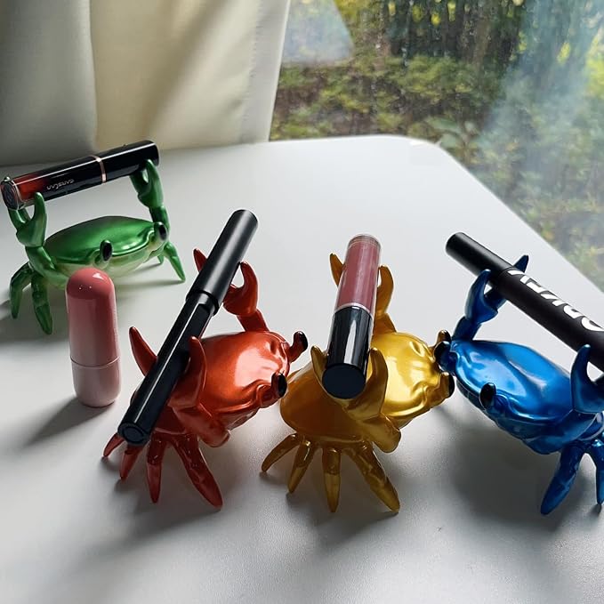 1Pcs Weightlifting Crab Pen Holder Funny Crab Pen Holder for Storage Office Desk Display Decorations (Gold)