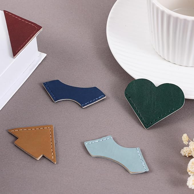 8 Pcs Colorful Geometric Vintage Leather Bookmarks, Stylish Corner Page Accessories, Retro Themed Book Page Holders, Durable Book Markers for Reading, Reading Gifts for Women Teens & Book Lovers