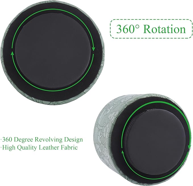 Round Leather Art Supply Organizer,Remote Control Holder,360-degree Rotating Pen Organizer with 4 Compartments(1-Butterfly Green)