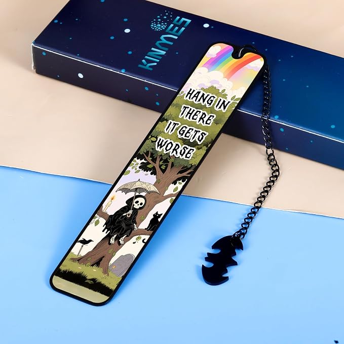 Cat Bookmark for Women, Wicked Bookmark Gifts Goth Christmas Gifts Gifts for Women Who Like to Read Spooky Skull Bookmarks, Dark Humor Gift for Coworker Friend Horror Wicked Bookmarks for Book Lovers