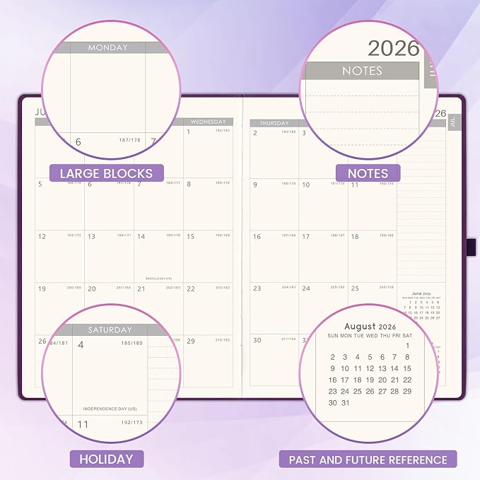 Planner 2026-2027 - Academic Planner 2026-2027, 8.5" x 11", July 2026 - June 2027, Planner Daily Weekly and Monthly, Pen Holder, Pocket, 25 Notes Pages, Faux Leather Cover