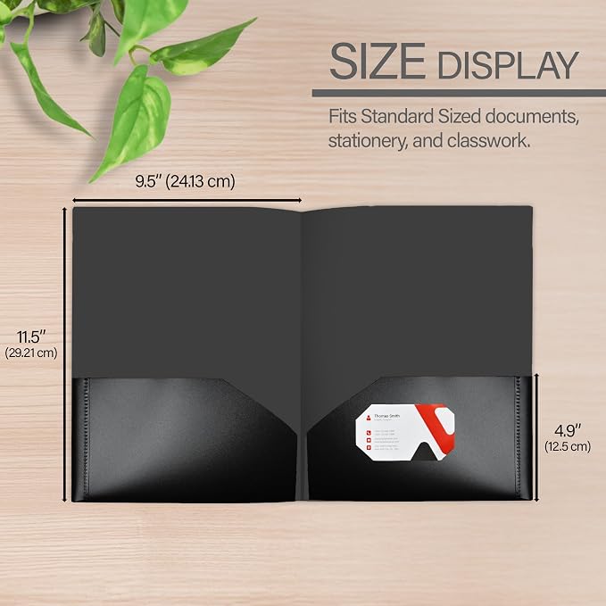 BAZIC Products 2-Pocket Poly Portfolio with View Cover, for Filing Office Home, Case of 48