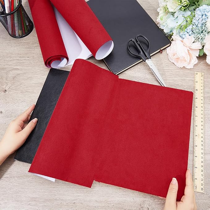 CRASPIRE 51 x 11.8inch Linen Book Cloth for Book Binding Fabric Surface Paper Backed Bookcover Books Album Scrapbooking Archival DIY Covering Protector Bookcloth Bookbinding Supplies Dark Red