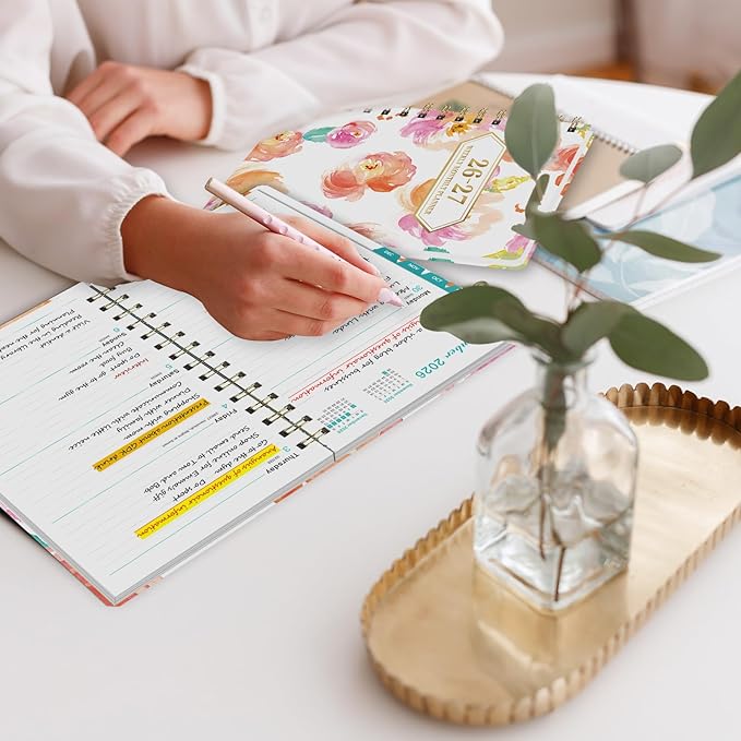 Planner 2026-2027, Academic Year Planner - Daily, Weekly & Monthly Calendar, Jul 2026 - Jun 2027, 6.3" x 8.5", Spiral Notebook with Tabs, Stickers & Inner Pocket, Ideal for School, Office, Home