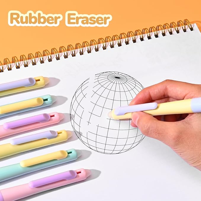 Temiary 6 Pcs Retractable Erasable Gel Pens & 10 Pcs Extra Refills, Fine Point 0.5 mm with Comfortable Grip, Make Mistakes Disappear, Black Ink Pen for Planners and Crossword Puzzle (Black Ink)