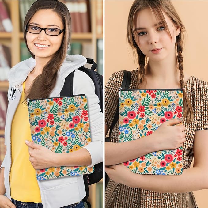 jeilink Book Sleeve Book Protector Book Pouch Book Lovers Gifts Bookish Gifts Book Cover with Zipper for Hardcover Paperback Washable Wildfloral Printed Gift Bag for Women Female Birthday, BookCover