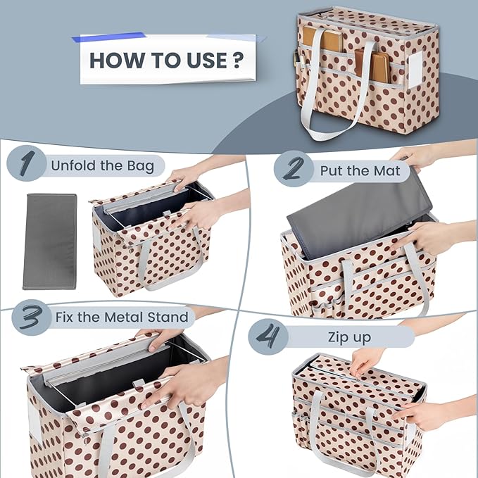 File Organizer Box, Portable Tote Bag Hanging Filing Box Desktop File Folder Document Storage Organizer with Pockets and Handles