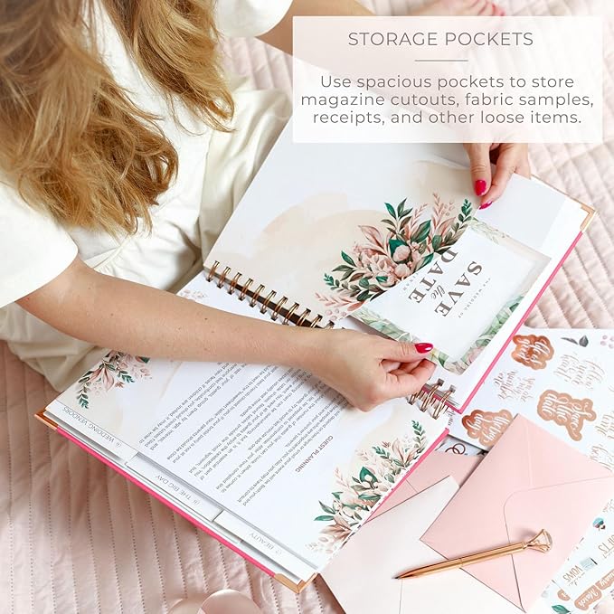 Clever Fox Wedding Planner – Notebook Organizer for Bride – Wedding Planning Binder Book with Pockets – Engagements Gift, 10x11″ (Violet Blossom)