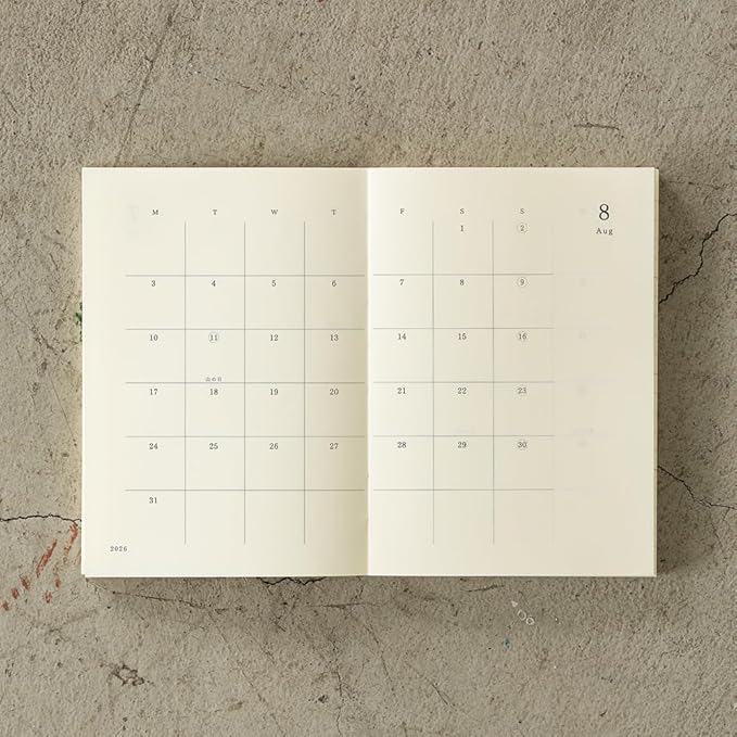Midori MD Notebook Diary 2026 Bunko Monthly Limited Edition Bookmark 22403006 (Starts in December 2025)
