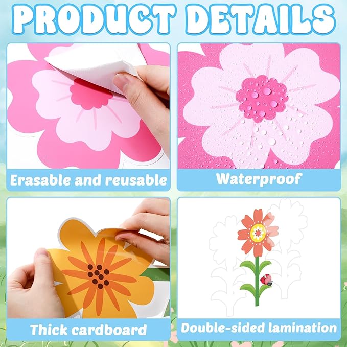 ZOIIWA Summer Bulletin Board Decorations Spring Bloom Flower Classroom Bulletin Board Borders Colorful Floral Butterfly Cutouts for Back to School Birthday Party Supplies School Home Office Wall Decor