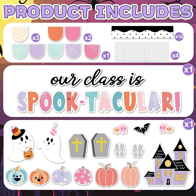 Halloween Classroom Bulletin Board Decoration Halloween Ghost Bulletin Board Set Decor Pink Black Ghost Boo Cutouts Our Class is Spook-Tacular Classroom Decoration for School Home Wall Party Decor