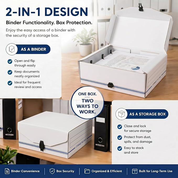 Ctosree 3 Packs Storage File Box with Snap Close, 9-1/8 x 11-3/8 x 4-3/8 Inch Secure Document Organizer Container for Receipts Letter Legal Tax Papers, Office Business Supplies