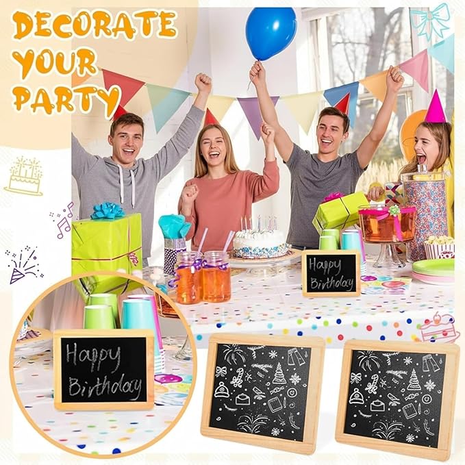 Chinco 36 Pcs Small Slate Chalkboard Mini Chalk Board with Frames Mini Board Signs School Supplies for Classroom Home Office (13cmx10cm,Wood)