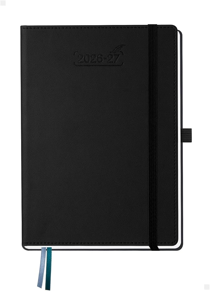 BEZEND Weekly Planner 2026-2027 (6" x 8.5") Horizontal Layout Notebook (Jul 26-Dec 27) 18 Months Academic Calendar & Monthly Tabs, Ideal for Students, Work & Home, PU Leather Hardcover -Black