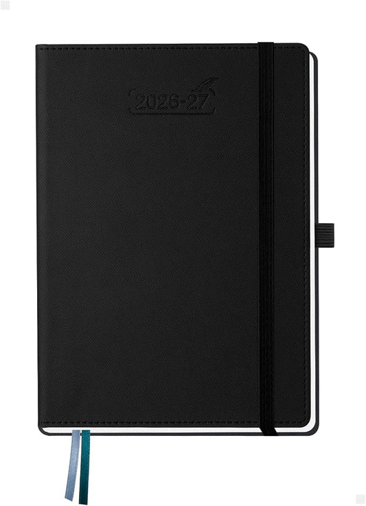 BEZEND Weekly Planner 2026-2027 (6" x 8.5") Horizontal Layout Notebook (Jul 26-Dec 27) 18 Months Academic Calendar & Monthly Tabs, Ideal for Students, Work & Home, PU Leather Hardcover -Black