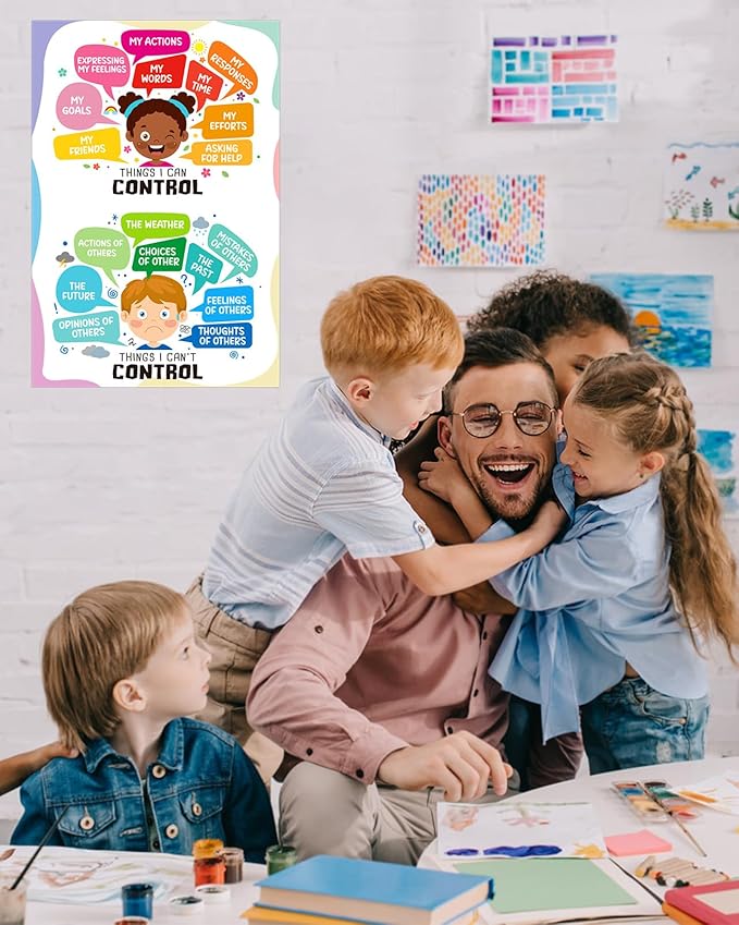 D24TIME Things I Can Control-Things I Cannot Control Mental Health Posters for Boho Classroom Decor Home Mental Health Educational Posters for Boys Girls Teachers Elementary Back to School Supplies