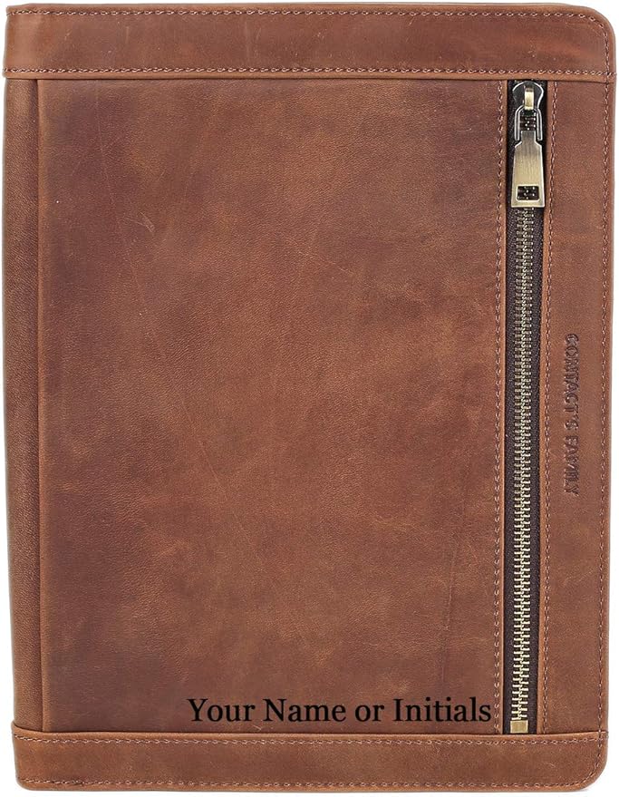Personalized Leather Portfolio Case for iPad Pro 11 Inch (2025/2024/2022/2021/2018), Smart Folio Cover with Pencil Holder & Zipper Pocket, Compatible with iPad 10.5/9.7, Custom Business Gift