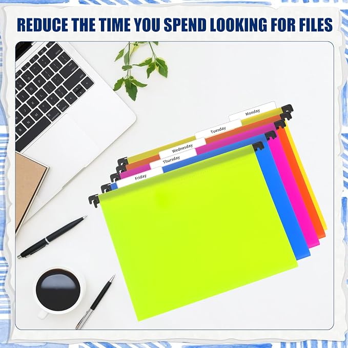 50 Pcs 3 1/2 Inch Hanging File Folder Tabs - Plastic Insertable Tabs for Folders and Inserts - Clear File Organizer for Back to School, Office Room