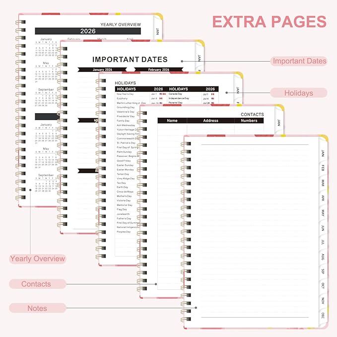 2026 Planner, Weekly and Monthly Calendar Planning Book, Jan 2026 - Dec 2026, Academic Agenda Planner for School Supplies and Office Desk Accessories - A5 (6.3" x 8.5")